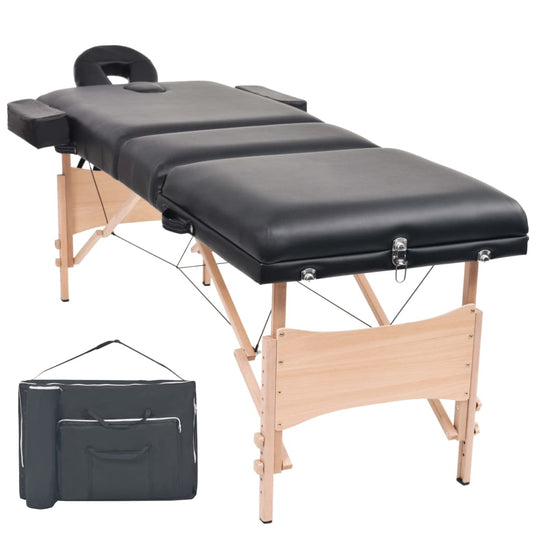 Massageliege 3 Zonen Tragbar 10 cm Polsterung Schwarz - Premium Massagetische  - Just €275.29! Shop now at homesales4u