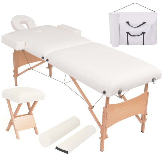Massageliege 2-Zonen mit Hocker Klappbar 10 cm Sitz Weiß - Premium Massagetische  - Just €332.98! Shop now at homesales4u