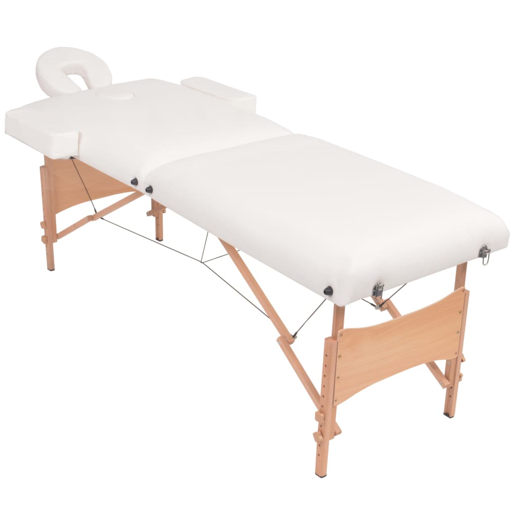 Massageliege 2-Zonen mit Hocker Klappbar 10 cm Sitz Weiß - Premium Massagetische  - Just €332.98! Shop now at homesales4u