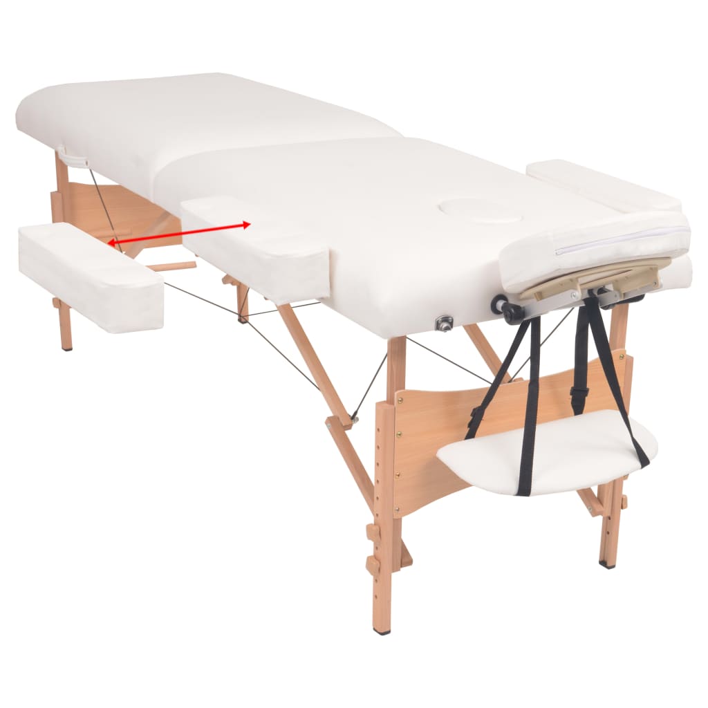 Massageliege 2-Zonen mit Hocker Klappbar 10 cm Sitz Weiß - Premium Massagetische  - Just €332.98! Shop now at homesales4u