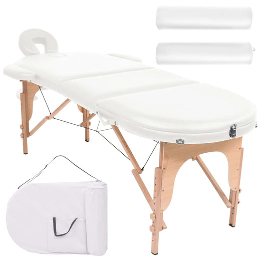 Massageliege Klappbar 4 cm Polsterung 2 Nackenrollen Weiß - Premium Massagetische  - Just €286.80! Shop now at homesales4u