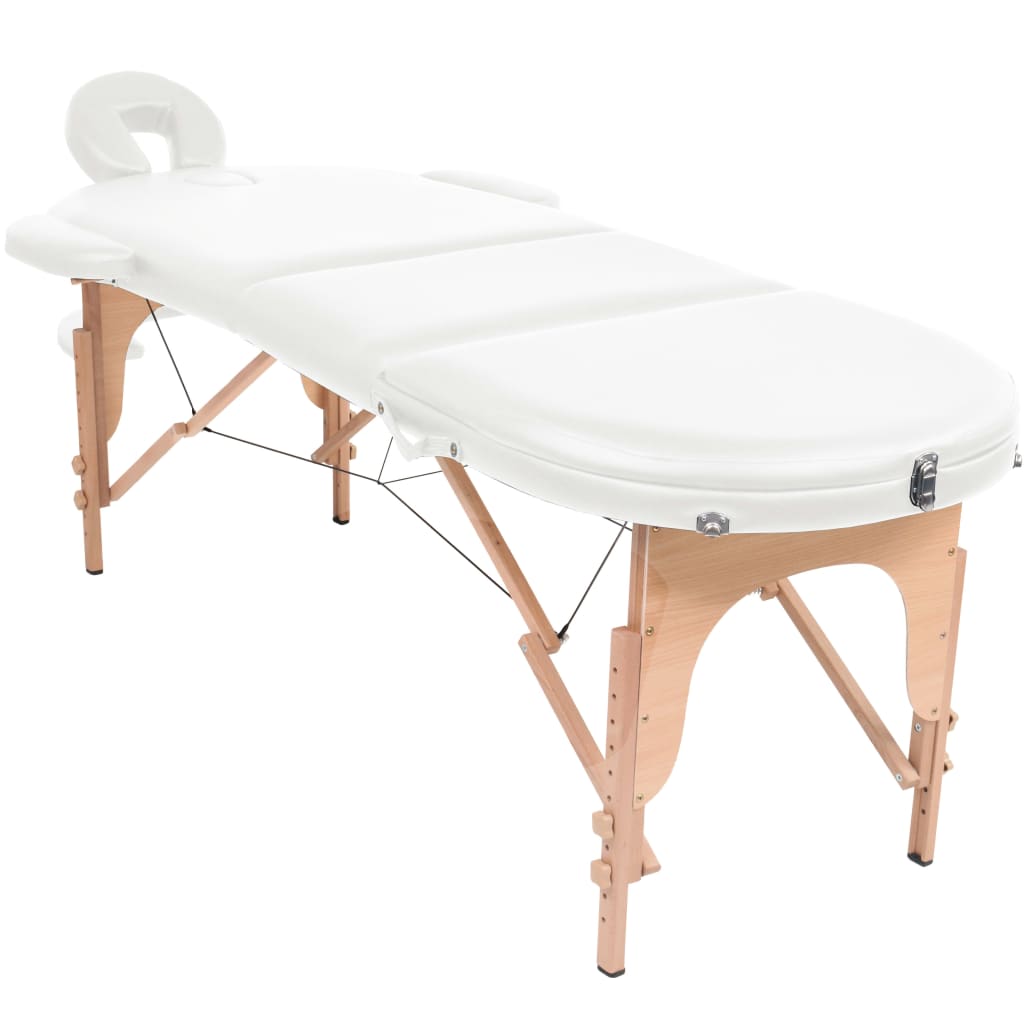 Massageliege Klappbar 4 cm Polsterung 2 Nackenrollen Weiß - Premium Massagetische  - Just €286.80! Shop now at homesales4u