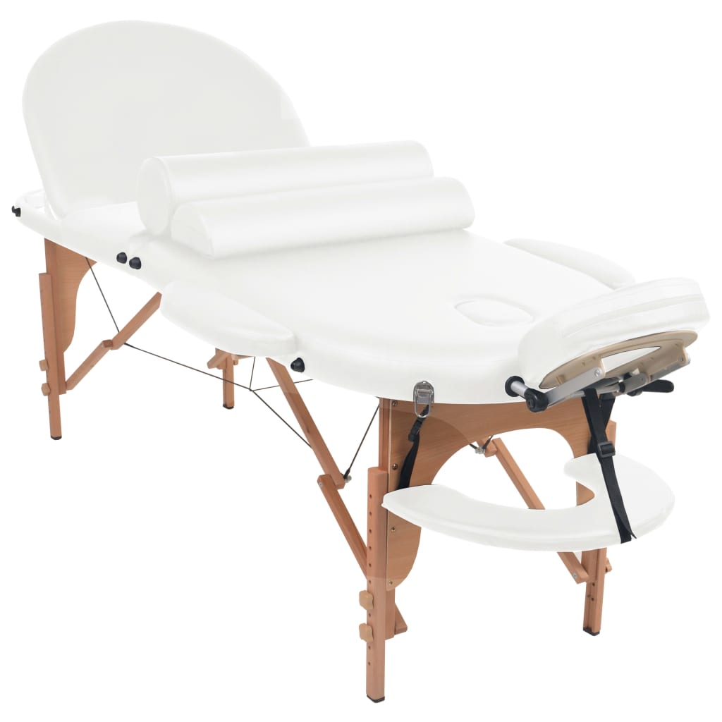 Massageliege Klappbar 4 cm Polsterung 2 Nackenrollen Weiß - Premium Massagetische  - Just €286.80! Shop now at homesales4u