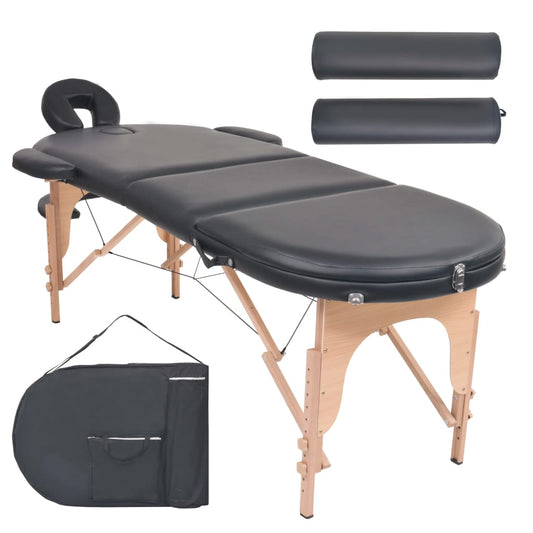 Massageliege Klappbar 4 cm Polsterung 2 Nackenrollen Schwarz - Premium Massagetische  - Just €269.59! Shop now at homesales4u
