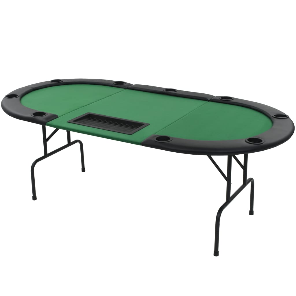 9-Spieler Poker Falttisch 3-fach Faltbar Oval Grün - Premium Poker- & Spieltische  - Just €213.03! Shop now at homesales4u