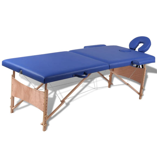 Massageliege Klappbar 2-Zonen mit Holzgestell Blau - Premium Massagetische  - Just €204.12! Shop now at homesales4u