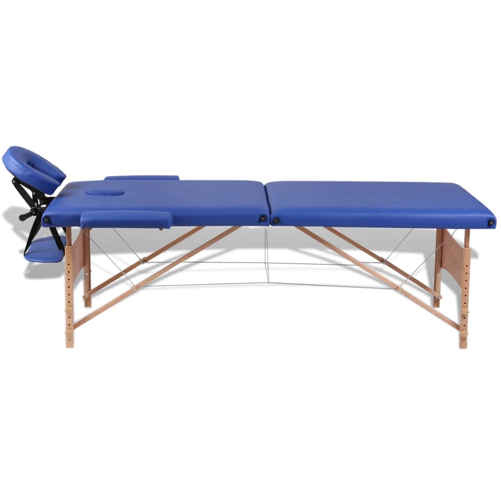 Massageliege Klappbar 2-Zonen mit Holzgestell Blau - Premium Massagetische  - Just €204.12! Shop now at homesales4u