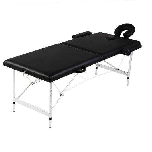 Massageliege Klappbar 2-Zonen mit Aluminiumgestell Schwarz - Premium Massagetische  - Just €214.75! Shop now at homesales4u