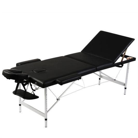 Massagetisch mit Aluminiumrahmen, faltbar 3 Zonen Schwarz - Premium Massagetische  - Just €221.51! Shop now at homesales4u