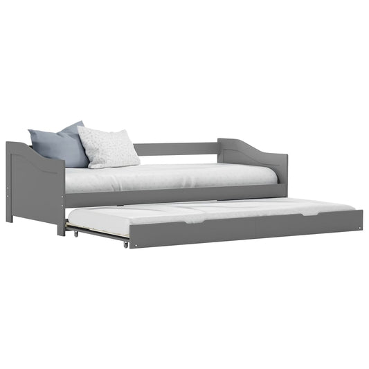 Ausziehsofa Bettgestell Grau Kiefernholz 90×200 cm - Premium Betten & Bettgestelle  - Just €274.44! Shop now at homesales4u