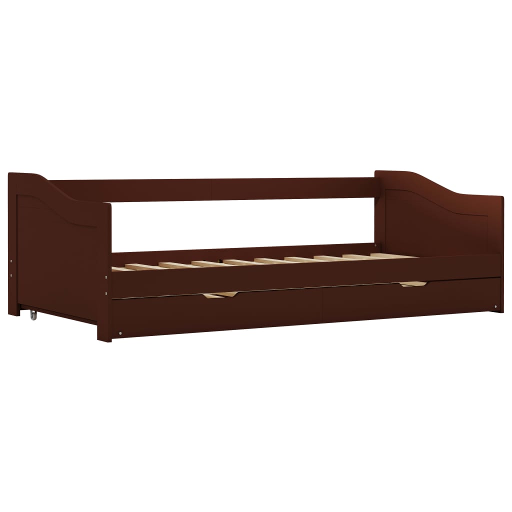 Ausziehsofa Bettgestell Dunkelbraun Kiefernholz 90×200 cm - Premium Betten & Bettgestelle  - Just €254.64! Shop now at homesales4u