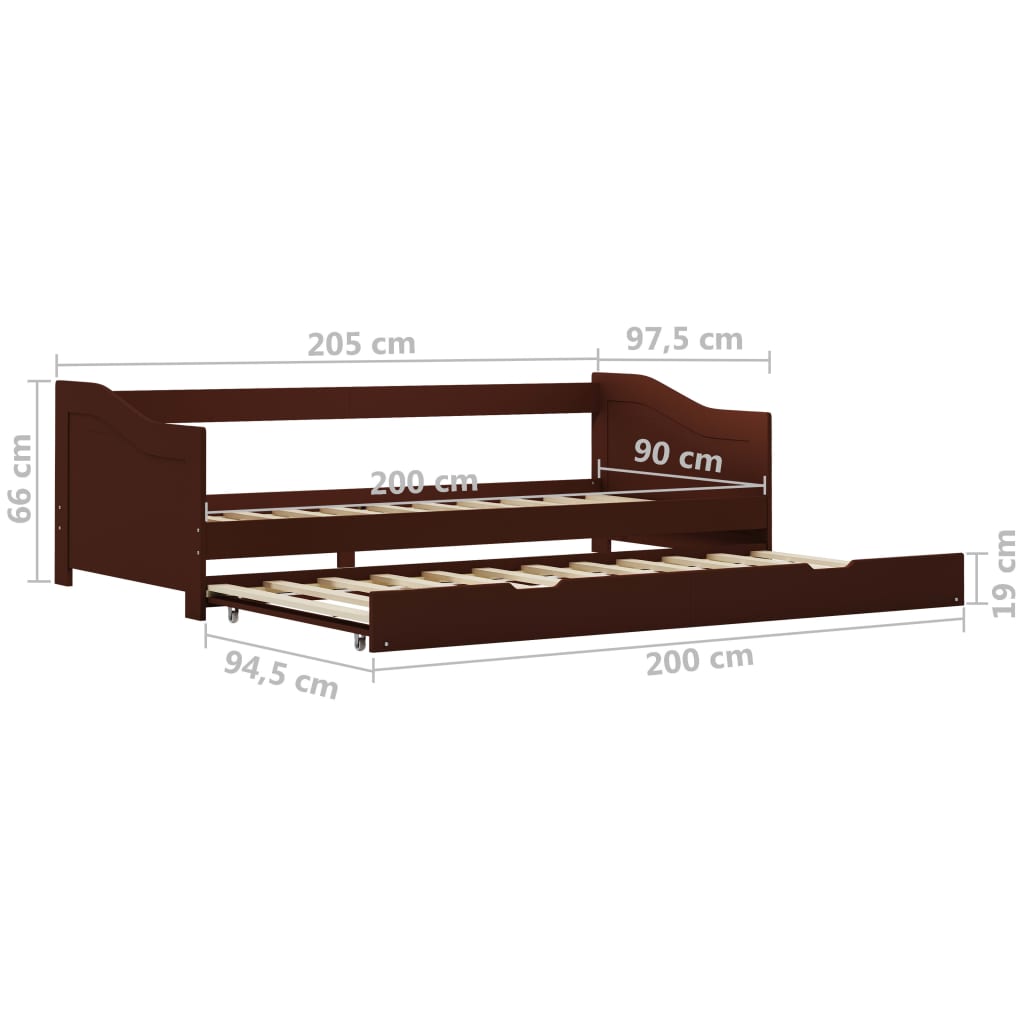 Ausziehsofa Bettgestell Dunkelbraun Kiefernholz 90×200 cm - Premium Betten & Bettgestelle  - Just €254.64! Shop now at homesales4u