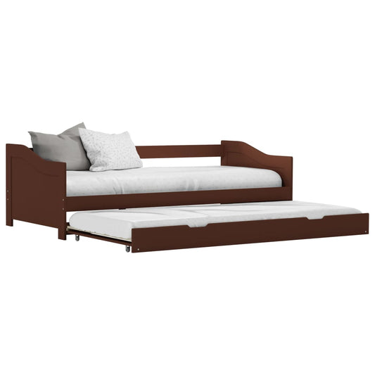 Ausziehsofa Bettgestell Dunkelbraun Kiefernholz 90×200 cm - Premium Betten & Bettgestelle  - Just €254.64! Shop now at homesales4u