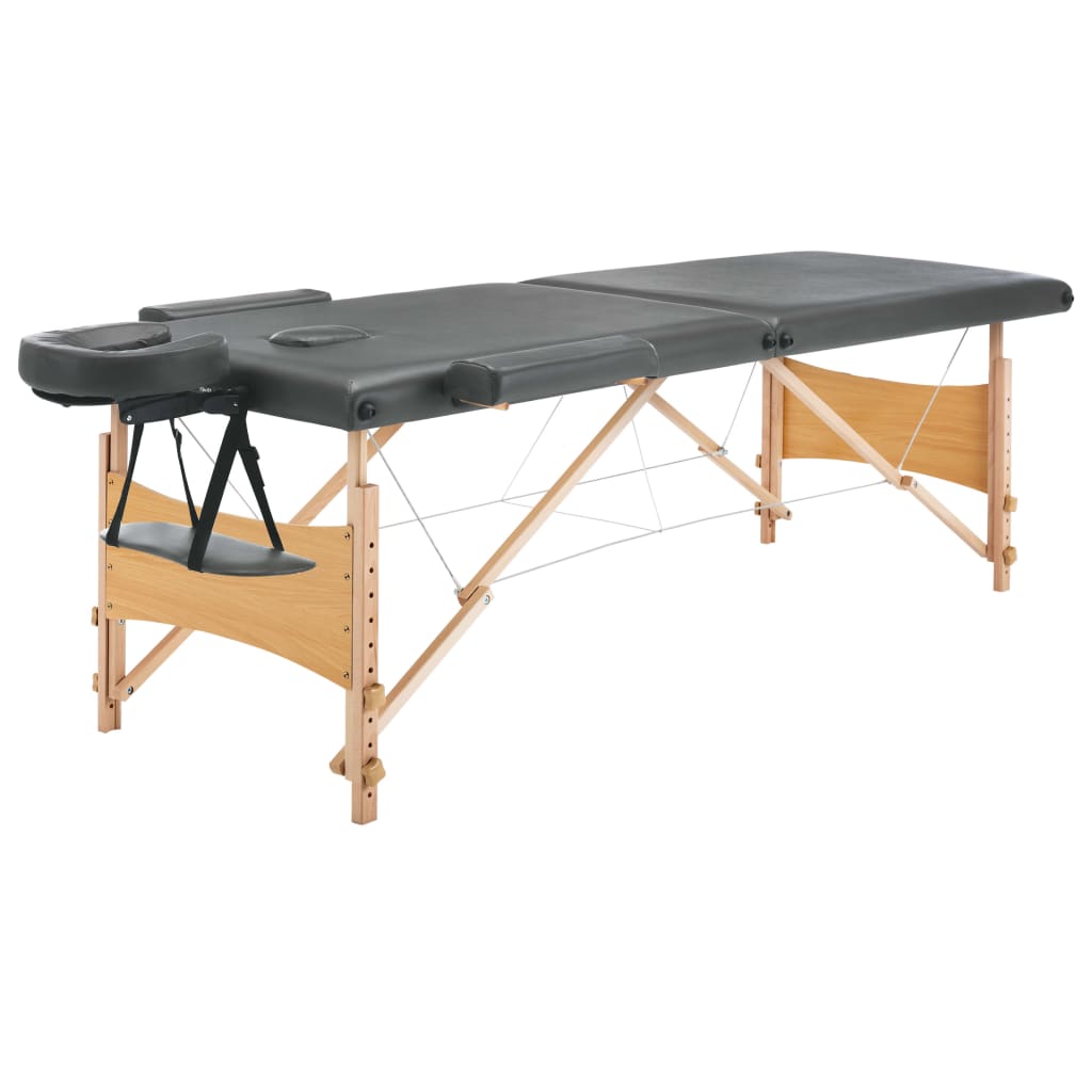 Massagetisch mit 2 Zonen Holzrahmen Anthrazit 186×68 cm - Premium Massagetische  - Just €177.92! Shop now at homesales4u
