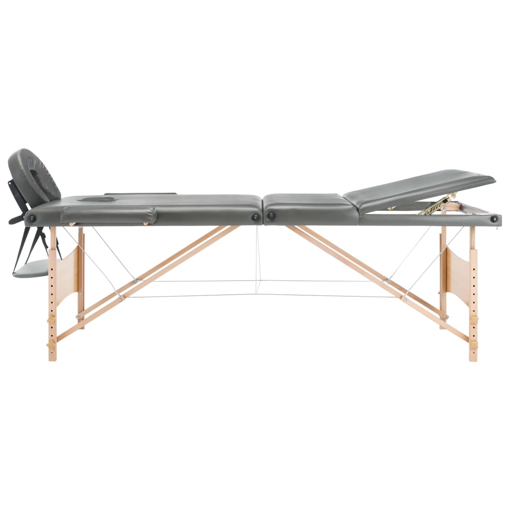 Massageliege 3-Zonen Holzgestell Anthrazit 186x68 cm - Premium Massagetische  - Just €203.11! Shop now at homesales4u