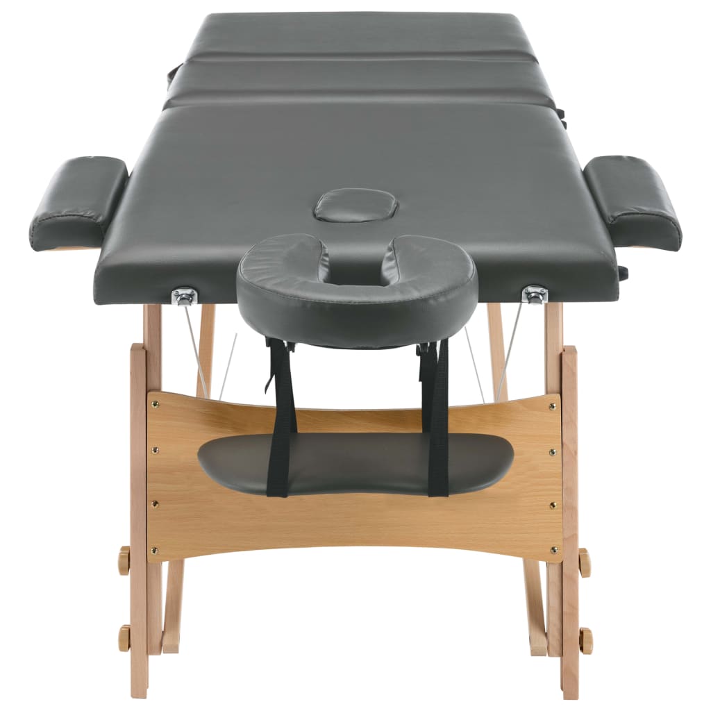 Massageliege 3-Zonen Holzgestell Anthrazit 186x68 cm - Premium Massagetische  - Just €203.11! Shop now at homesales4u