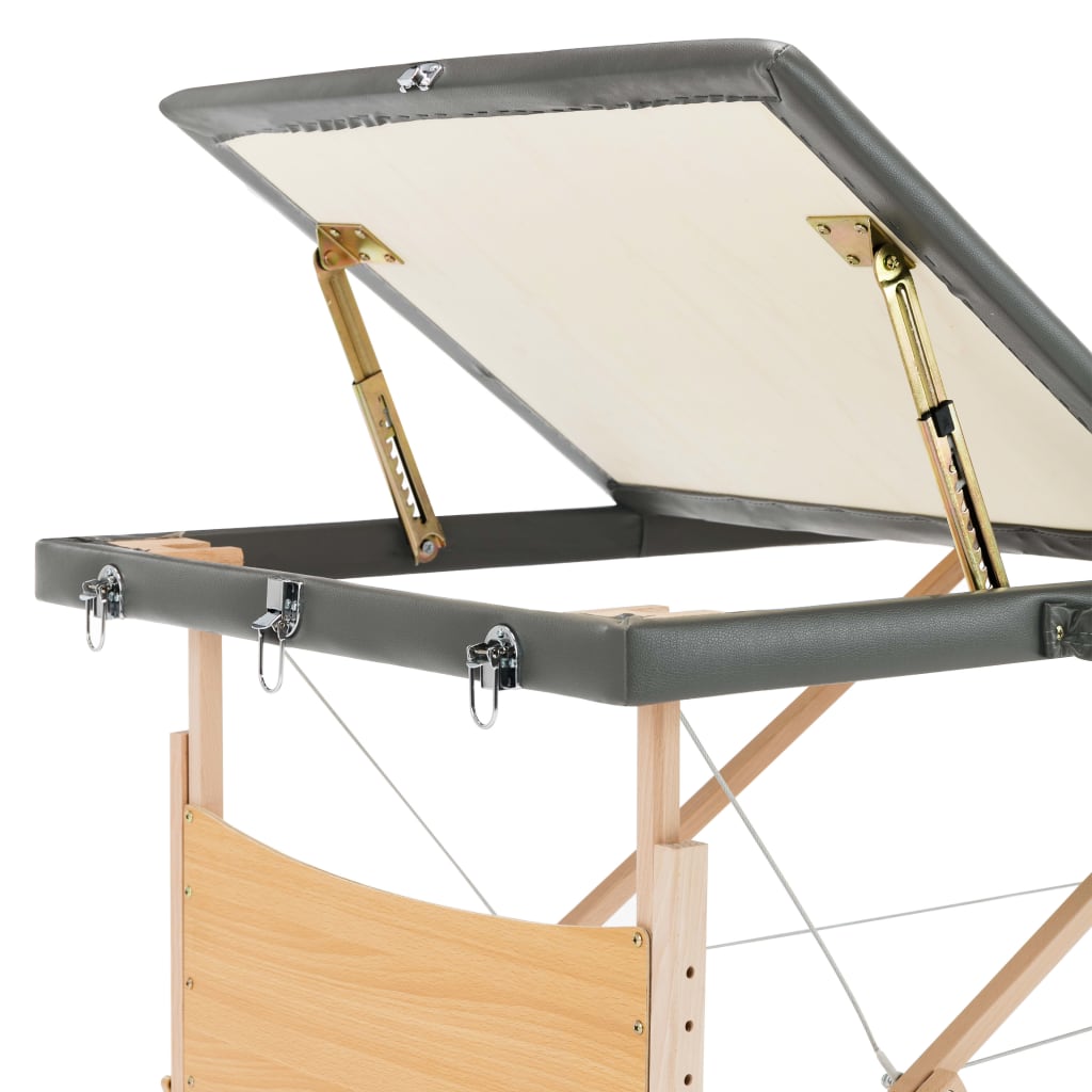 Massageliege 3-Zonen Holzgestell Anthrazit 186x68 cm - Premium Massagetische  - Just €203.11! Shop now at homesales4u