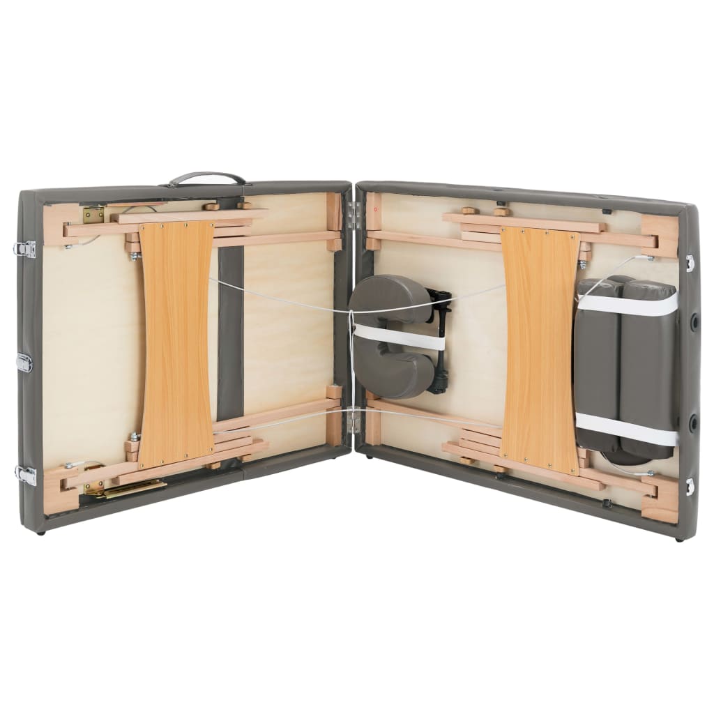 Massageliege 3-Zonen Holzgestell Anthrazit 186x68 cm - Premium Massagetische  - Just €203.11! Shop now at homesales4u