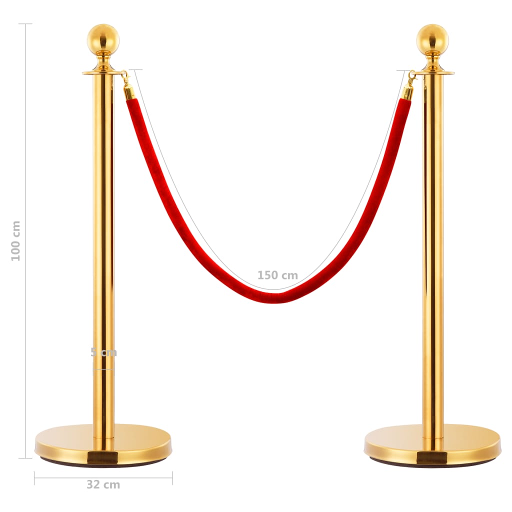 VIP Abgrenzungsständer 3-tlg. Edelstahl Golden - Premium Sicherheits- & Warnschilder  - Just €124.51! Shop now at homesales4u