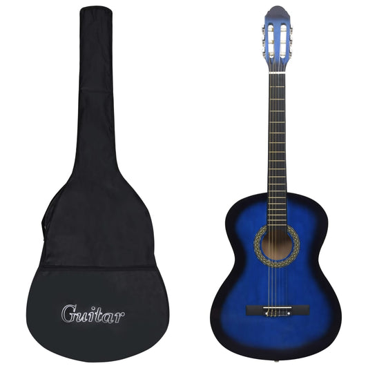 12-tlg. Klassikgitarren-Set für Anfänger Blau 4/4 39" - Premium Gitarren  - Just €106.37! Shop now at homesales4u