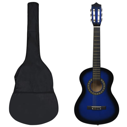 8-tlg. Klassische Gitarre Set für Anfänger Blau 1/2 34" - Premium Gitarren  - Just €76.96! Shop now at homesales4u