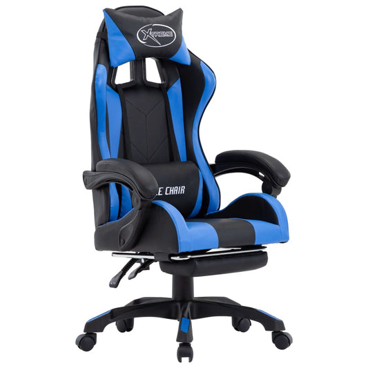 Gaming-Stuhl mit Fußstütze Blau und Schwarz Kunstleder - Premium Bürostühle  - Just €235.71! Shop now at homesales4u