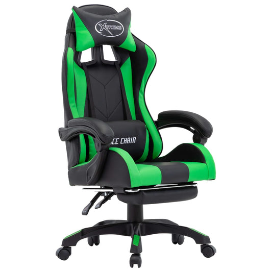 Gaming-Stuhl mit Fußstütze Grün und Schwarz Kunstleder - Premium Bürostühle  - Just €198.20! Shop now at homesales4u