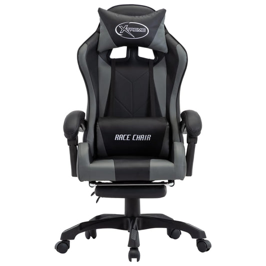 Gaming-Stuhl mit Fußstütze Grau und Schwarz Kunstleder - Premium Bürostühle  - Just €222.81! Shop now at homesales4u