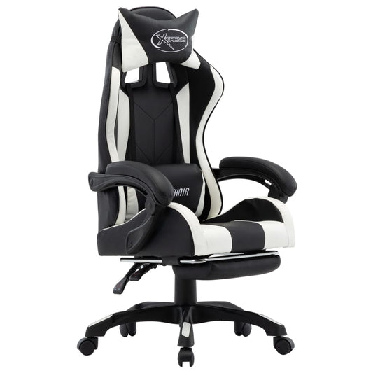 Gaming-Stuhl mit Fußstütze Weiß und Schwarz Kunstleder - Premium Bürostühle  - Just €207.92! Shop now at homesales4u