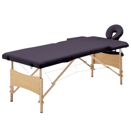 Massageliege Klappbar 2-Zonen mit Holzgestell Lila - Premium Massagetische  - Just €205.29! Shop now at homesales4u