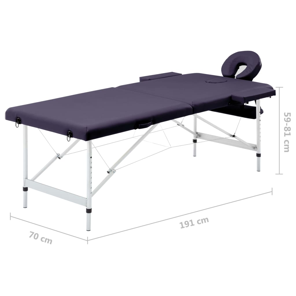 Massageliege Klappbar 2-Zonen mit Aluminiumgestell Lila - Premium Massagetische  - Just €194.08! Shop now at homesales4u