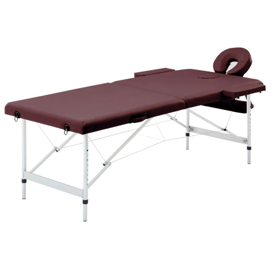Massageliege Klappbar 2-Zonen Aluminiumgestell Bordeaux-Lila - Premium Massagetische  - Just €198.77! Shop now at homesales4u