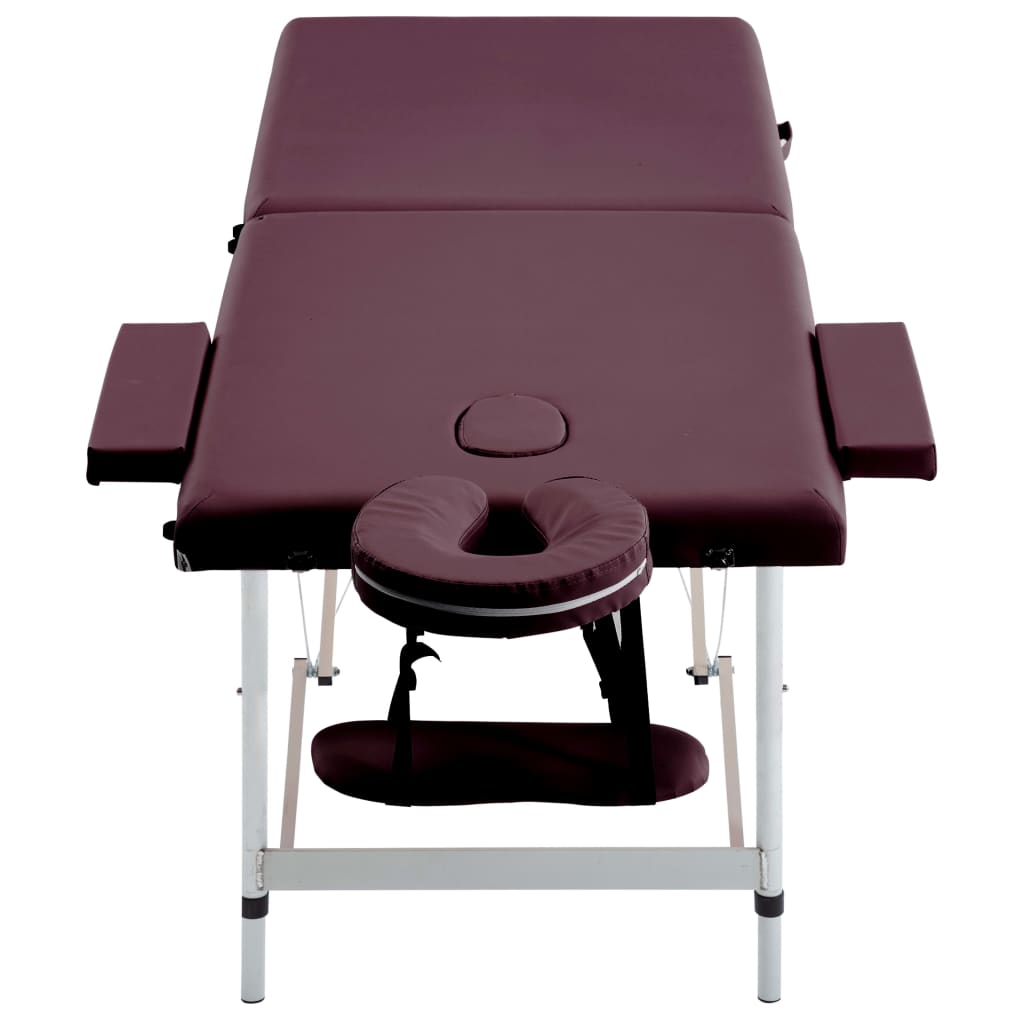 Massageliege Klappbar 2-Zonen Aluminiumgestell Bordeaux-Lila - Premium Massagetische  - Just €198.77! Shop now at homesales4u