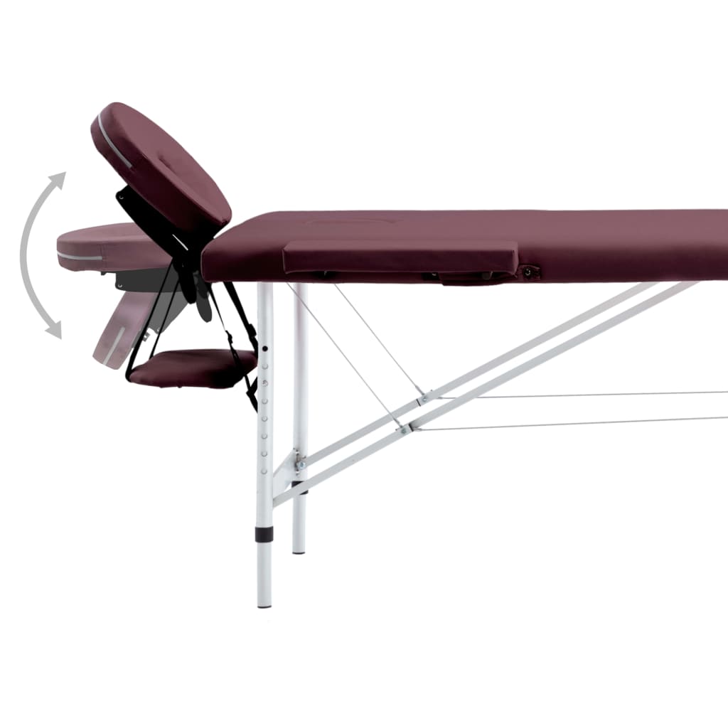 Massageliege Klappbar 2-Zonen Aluminiumgestell Bordeaux-Lila - Premium Massagetische  - Just €198.77! Shop now at homesales4u