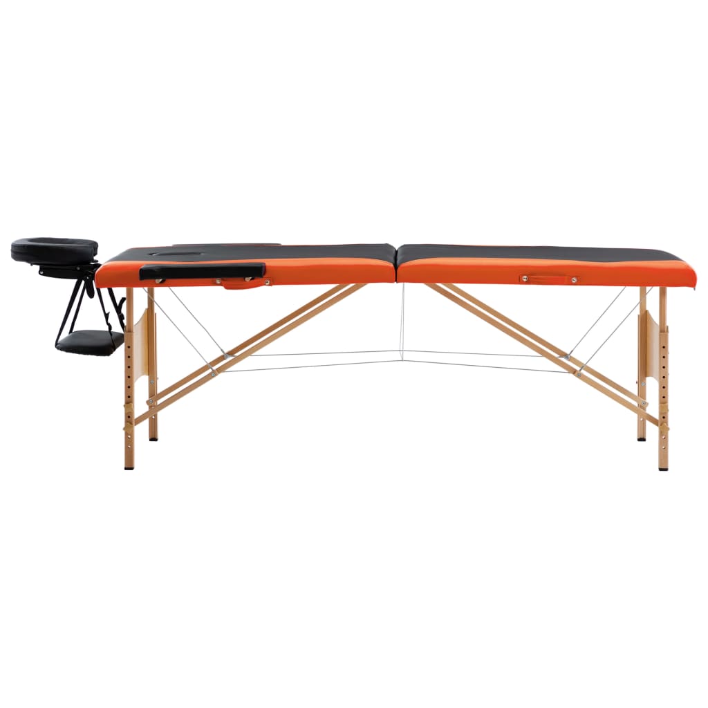 Massageliege Klappbar 2-Zonen Holzgestell Schwarz und Orange - Premium Massagetische  - Just €181.68! Shop now at homesales4u