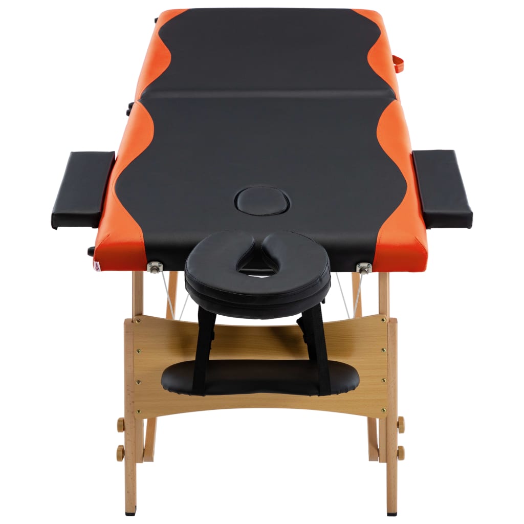 Massageliege Klappbar 2-Zonen Holzgestell Schwarz und Orange - Premium Massagetische  - Just €181.68! Shop now at homesales4u