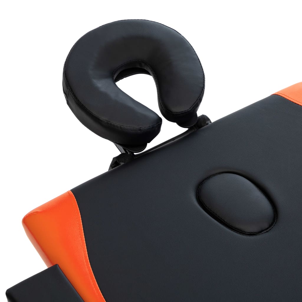 Massageliege Klappbar 2-Zonen Holzgestell Schwarz und Orange - Premium Massagetische  - Just €181.68! Shop now at homesales4u