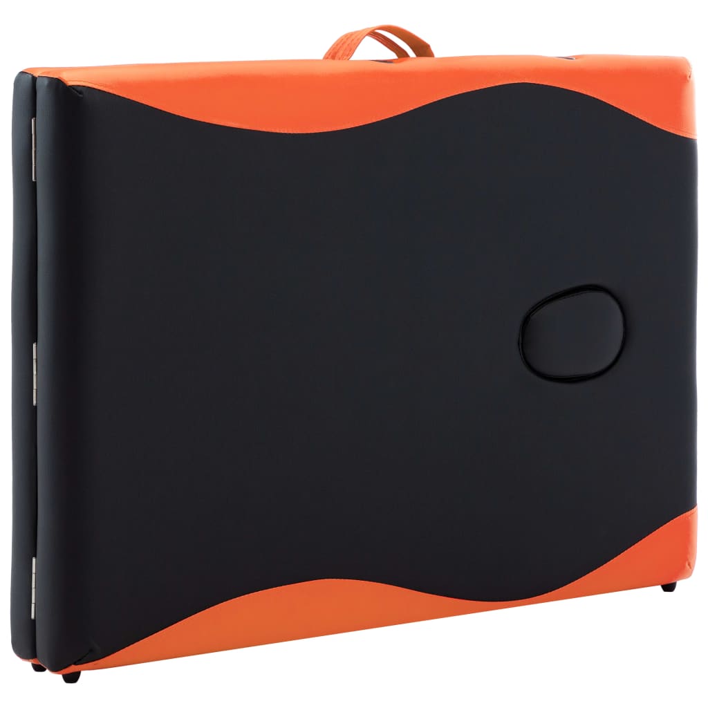 Massageliege Klappbar 2-Zonen Holzgestell Schwarz und Orange - Premium Massagetische  - Just €181.68! Shop now at homesales4u