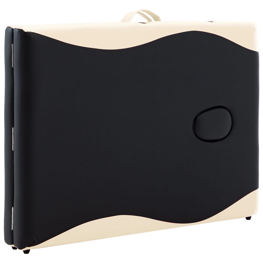 Massageliege Klappbar 2-Zonen mit Holzgestell Schwarz und Beige - Premium Massagetische  - Just €194.79! Shop now at homesales4u