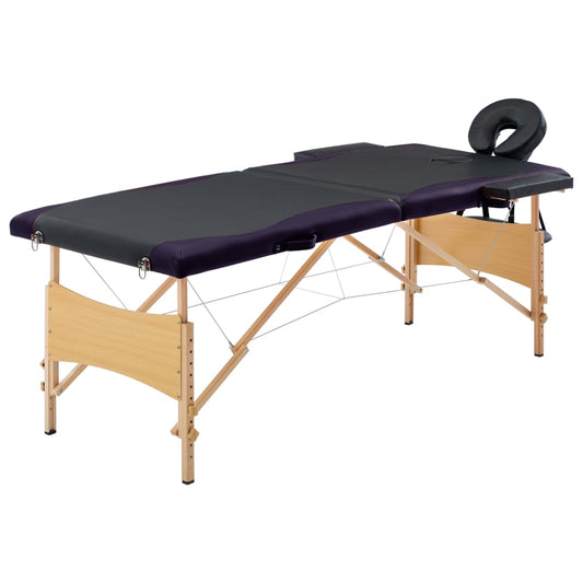 Massageliege Klappbar 2-Zonen mit Holzgestell Schwarz - Premium Massagetische  - Just €208.06! Shop now at homesales4u