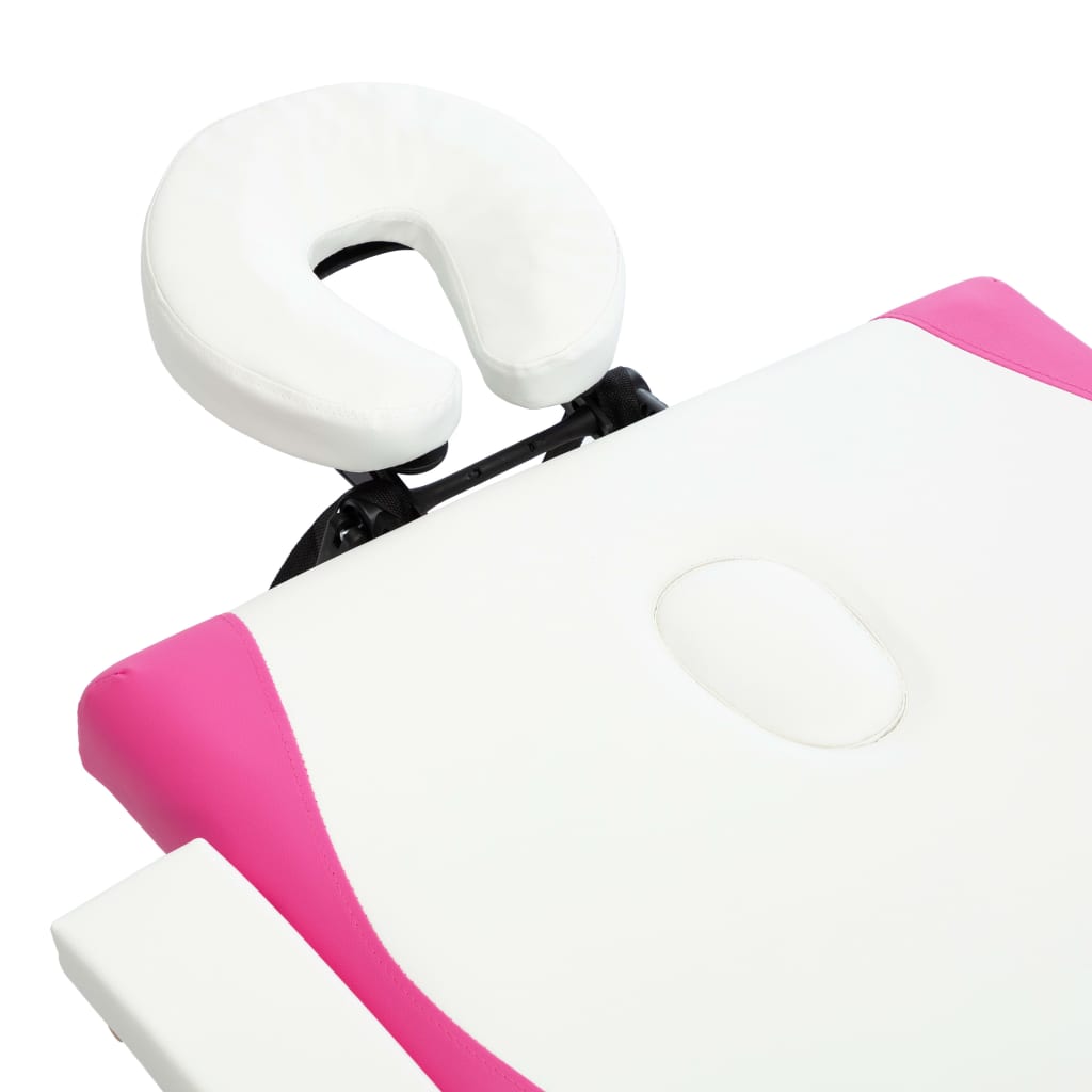 Massageliege Klappbar 2-Zonen mit Holzgestell Weiß und Rosa - Premium Massagetische  - Just €182.18! Shop now at homesales4u