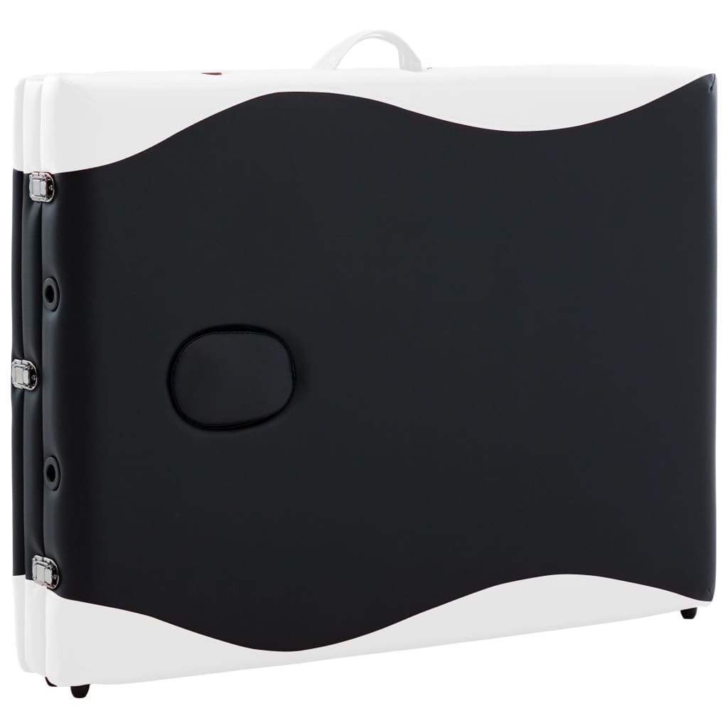 Massageliege Klappbar 3-Zonen mit Holzgestell Schwarz und Weiß - Premium Massagetische  - Just €190.67! Shop now at homesales4u
