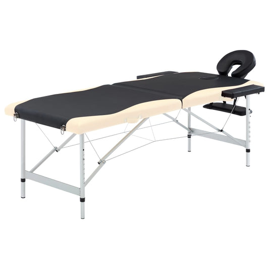 Massageliege Klappbar 2-Zonen Aluminiumgestell Schwarz Beige - Premium Massagetische  - Just €182.10! Shop now at homesales4u
