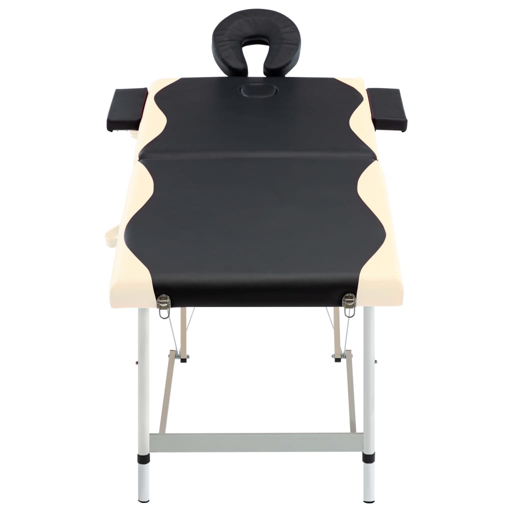 Massageliege Klappbar 2-Zonen Aluminiumgestell Schwarz Beige - Premium Massagetische  - Just €182.10! Shop now at homesales4u