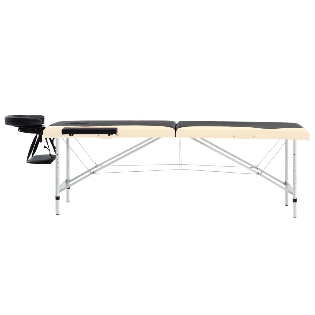Massageliege Klappbar 2-Zonen Aluminiumgestell Schwarz Beige - Premium Massagetische  - Just €182.10! Shop now at homesales4u