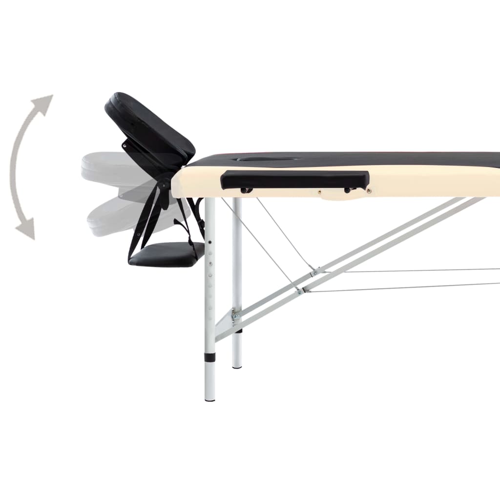 Massageliege Klappbar 2-Zonen Aluminiumgestell Schwarz Beige - Premium Massagetische  - Just €182.10! Shop now at homesales4u