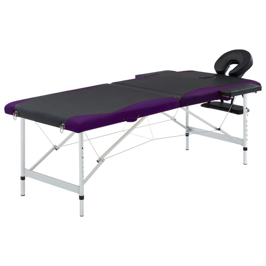 Massageliege Klappbar 2-Zonen Aluminiumgestell Schwarz und Lila - Premium Massagetische  - Just €191.11! Shop now at homesales4u