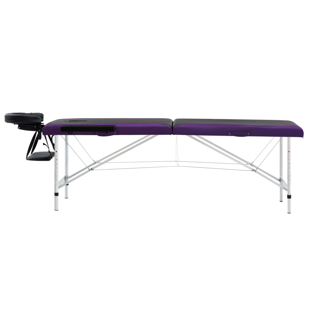 Massageliege Klappbar 2-Zonen Aluminiumgestell Schwarz und Lila - Premium Massagetische  - Just €191.11! Shop now at homesales4u