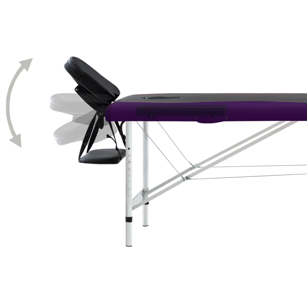Massageliege Klappbar 2-Zonen Aluminiumgestell Schwarz und Lila - Premium Massagetische  - Just €191.11! Shop now at homesales4u