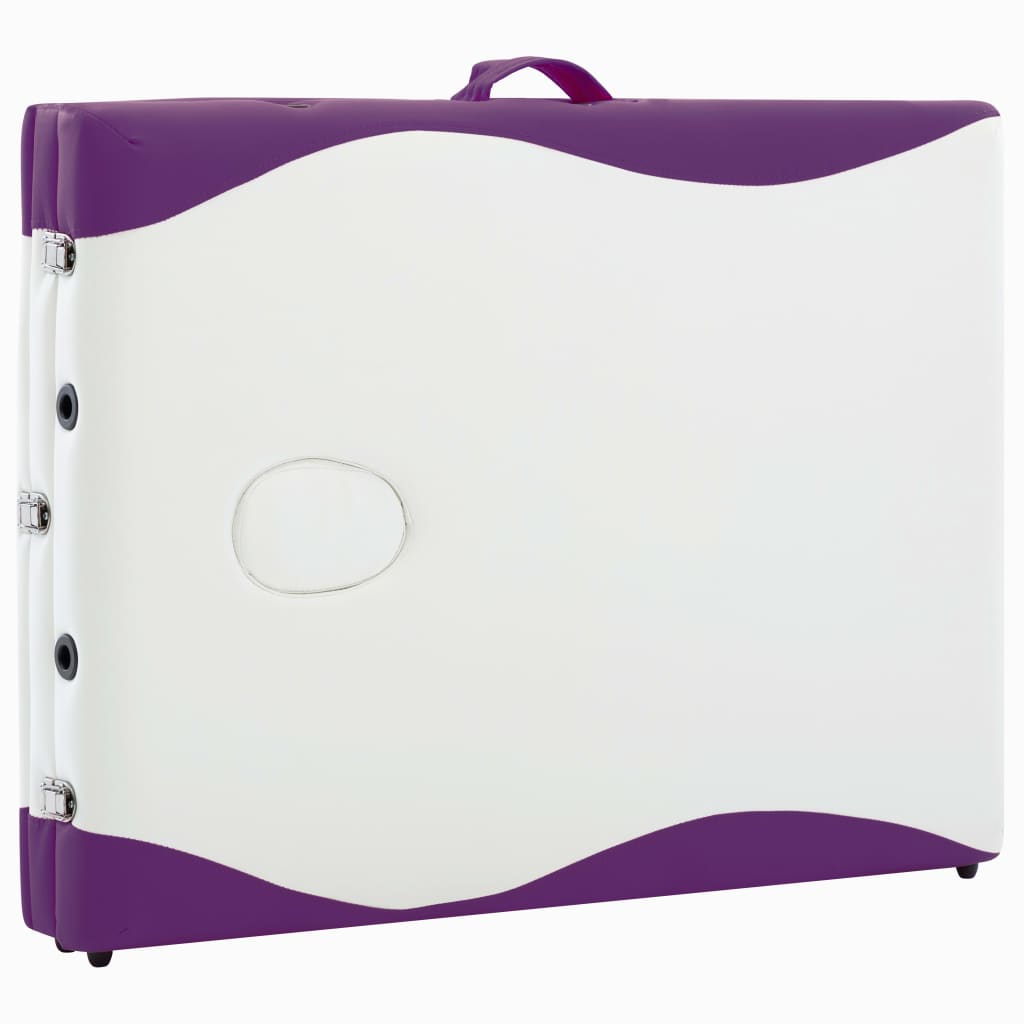 Massageliege Klappbar 3-Zonen Aluminiumgestell Weiß und Lila - Premium Massagetische  - Just €209.55! Shop now at homesales4u